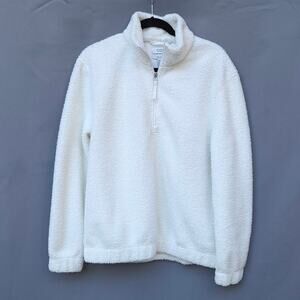 NWT COS White Fleece Half Zip Relaxed Fit Long Sleeve Sherpa Jumper, size S